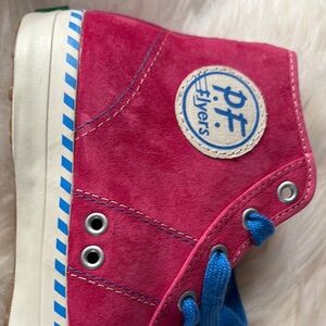 P.F. Flyers Unisex High-Top Suede Sneakers - Pink and Blue size W 7 1/2; M 6